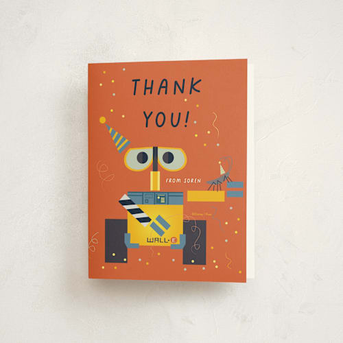 This is a brick kids thank you cards with standard by Ani Somi called disney and pixar's wall-e and hal printing on strathmore in standard