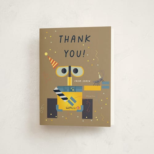 This is a earth kids thank you cards with standard by Ani Somi called disney and pixar's wall-e and hal printing on strathmore in standard