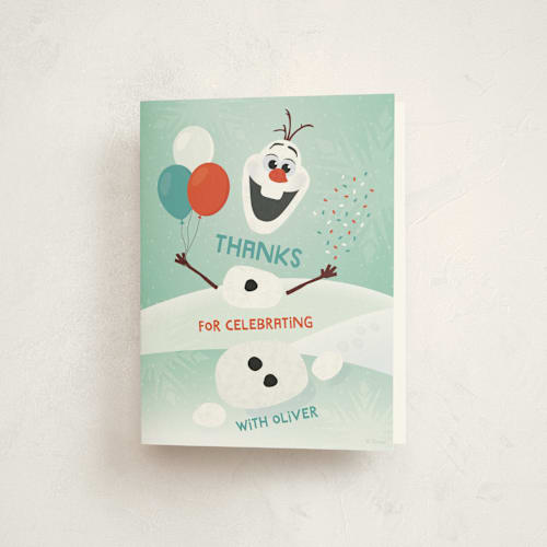 This is a wintermint kids thank you cards with standard by Erica Krystek called disney's olaf to party printing on strathmore in standard