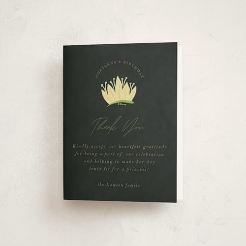 This is a black beans kids thank you cards with standard by Kate Ross called disney princess tiana's dress printing on strathmore in standard
