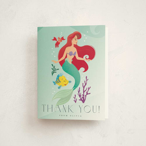 This is a ocean kids thank you cards with standard by Ana de Sousa called disney's little mermaid sea adventures printing on strathmore in standard