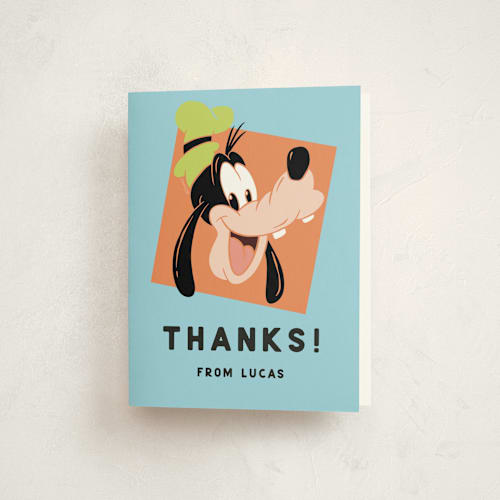 This is a gumdrop kids thank you cards with standard by Kristen Knechtel called disney's goofy birthday printing on strathmore in standard