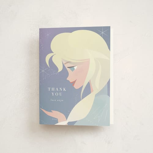 This is a frost kids thank you cards with standard by Lori Wemple called disney's elsa the snow queen printing on strathmore in standard