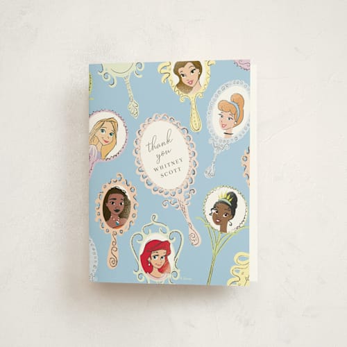 This is a frozen kids thank you cards with standard by Baumbirdy called disney princess mirrors printing on strathmore in standard