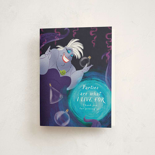 This is a black sea kids thank you cards with standard by Jackie Crawford called disney's ursula magic spell printing on strathmore in standard