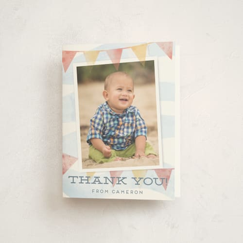 This is a seashore kids thank you cards with standard by silverscreen studio called shore-n-sandcastles printing on strathmore in standard