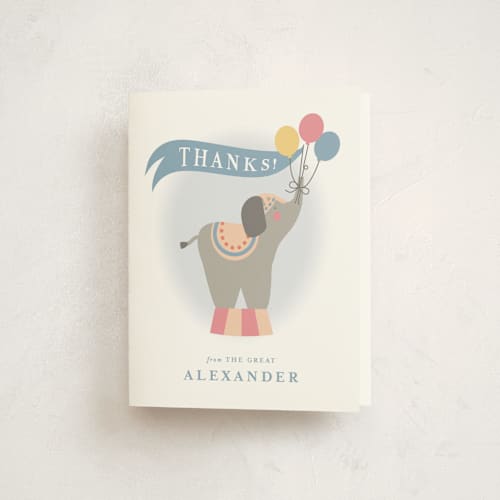 This is a sky kids thank you cards with standard by Joanna Griffin called step right up printing on strathmore in standard