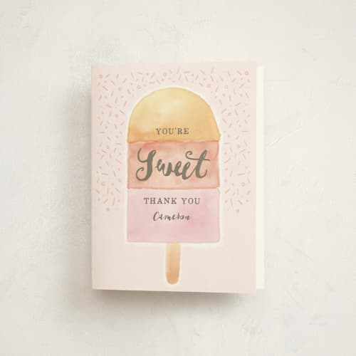 This is a fruit punch kids thank you cards with standard by Michelle Taylor called sweet celebration printing on strathmore in standard