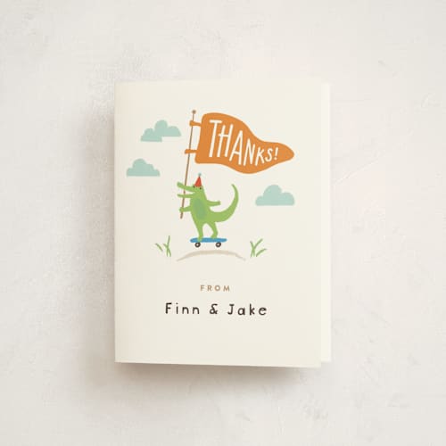 This is a fire engine kids thank you cards with standard by Jennifer Wick called let's ride printing on strathmore in standard