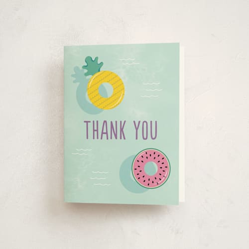 This is a grape kids thank you cards with standard by Annie Holmquist called splish splash printing on strathmore in standard