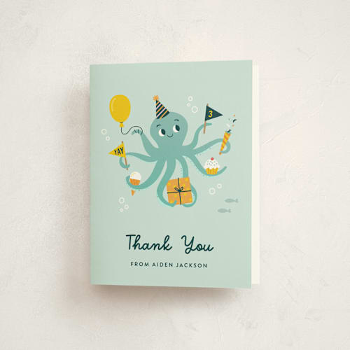 This is a sea kids thank you cards with standard by Annie Holmquist called underwater fun printing on strathmore in standard