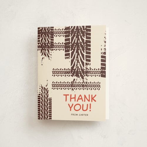 This is a dirt kids thank you cards with standard by Megan Cash called digging printing on strathmore in standard