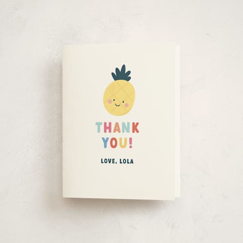 This is a fruit punch kids thank you cards with standard by peetie design called fruit salad printing on strathmore in standard