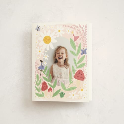 This is a rose kids thank you cards with standard by Hudson meet Rose called fairies printing on strathmore in standard