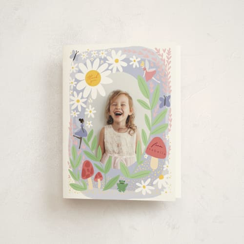 This is a wisteria kids thank you cards with standard by Hudson meet Rose called fairies printing on strathmore in standard