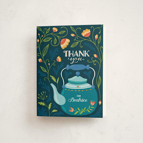 This is a lake kids thank you cards with standard by Erin Deegan called garden tea party printing on strathmore in standard