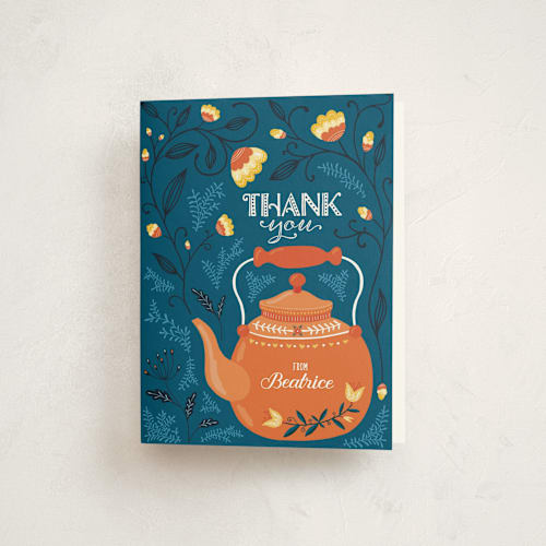 This is a poppy kids thank you cards with standard by Erin Deegan called garden tea party printing on strathmore in standard