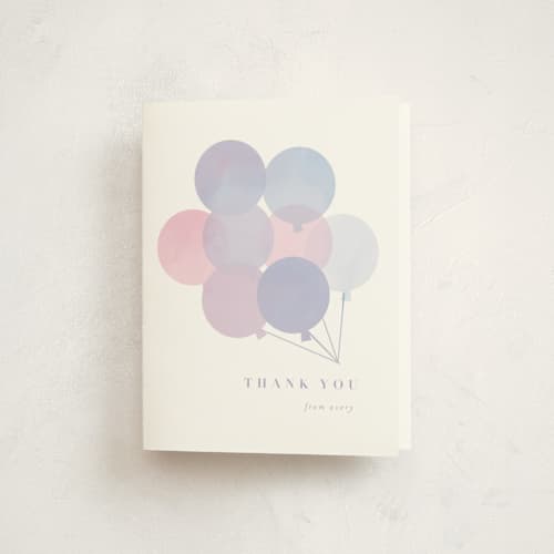 This is a lavender kids thank you cards with standard by Lori Wemple called year printing on strathmore in standard