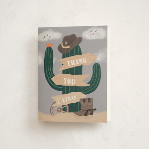 This is a shadow kids thank you cards with standard by Jelena Vuletic called cowboy party printing on strathmore in standard