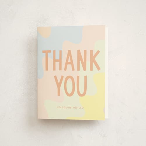 This is a creamsicle kids thank you cards with standard by Baumbirdy called bday twins printing on strathmore in standard