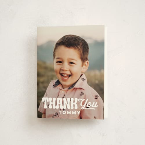 This is a cloud kids thank you cards with standard by Jessie Steury called vibe printing on strathmore in standard