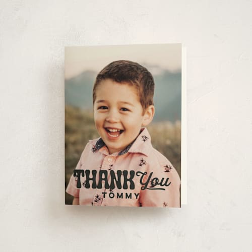 This is a onyx kids thank you cards with standard by Jessie Steury called vibe printing on strathmore in standard