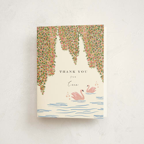 This is a ivory kids thank you cards with standard by Nazia Hyder called swan princess printing on strathmore in standard
