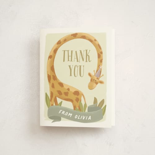 This is a toffee kids thank you cards with standard by Remioni called animals printing on strathmore in standard