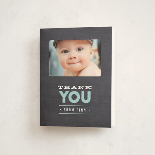 This is a sea glass kids thank you cards with standard by Jennifer Wick called peek a boo printing on strathmore in standard