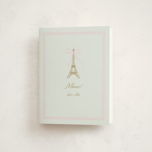 This is a menthe kids thank you cards with standard by mo kelley called ooh la la printing on strathmore in standard
