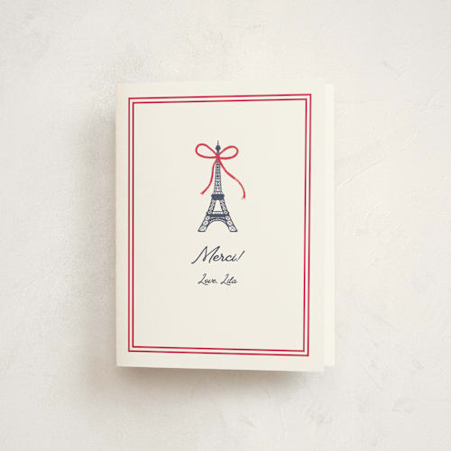 This is a drapeau kids thank you cards with standard by mo kelley called ooh la la printing on strathmore in standard