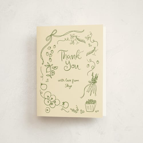 This is a lemon kids thank you cards with standard by Jenna Holcomb called locally grown sketch printing on strathmore in standard