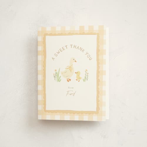 This is a buttercup kids thank you cards with standard by Creo Study called vintage goose printing on strathmore in standard