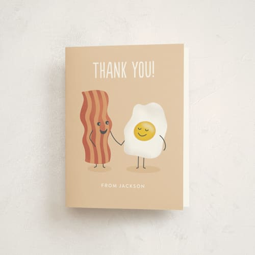 This is a bisque kids thank you cards with standard by Jana Volfova called egg-cellent friend printing on strathmore in standard