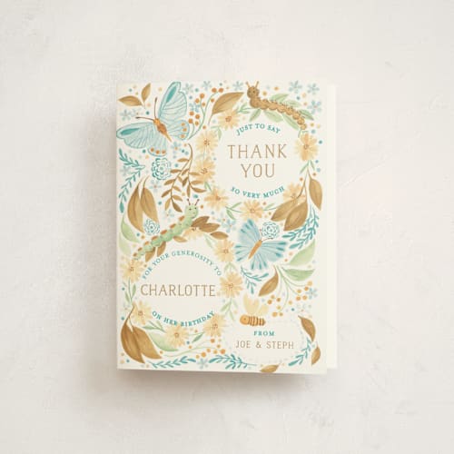 This is a oak tree kids thank you cards with standard by Sarah Knight called daisy chains printing on strathmore in standard
