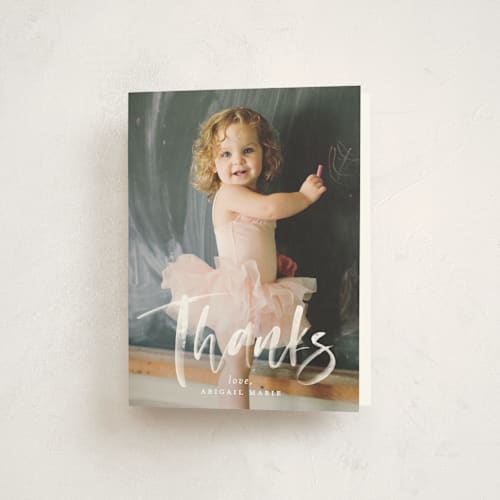 This is a cloud kids thank you cards with standard by Simona Camp called typography clouds printing on strathmore in standard