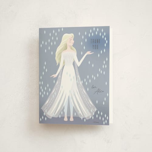This is a frost kids thank you cards with standard by Dani Lugato called disney's elsa it’s magical printing on strathmore in standard