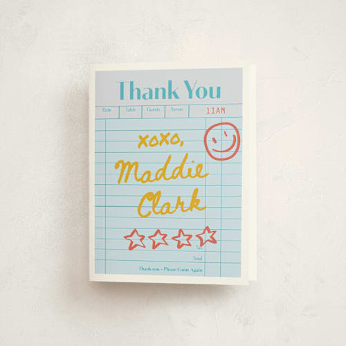 This is a lemon kids thank you cards with standard by Jennifer Lew called guest check printing on strathmore in standard