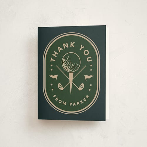 This is a evergreen kids thank you cards with standard by Susan Zinader called par-tee printing on strathmore in standard
