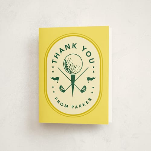 This is a butter kids thank you cards with standard by Susan Zinader called par-tee printing on strathmore in standard