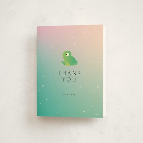 This is a spearmint kids thank you cards with standard by Lori Wemple called tiana from disney's the princess and the frog printing on strathmore in standard
