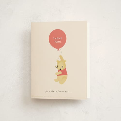 This is a clay kids thank you cards with standard by Itsy Belle Studio called disney's pooh bear birthday printing on strathmore in standard