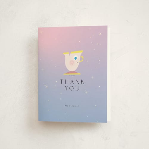 This is a mixed berry kids thank you cards with standard by Lori Wemple called belle from disney's beauty and the beast printing on strathmore in standard