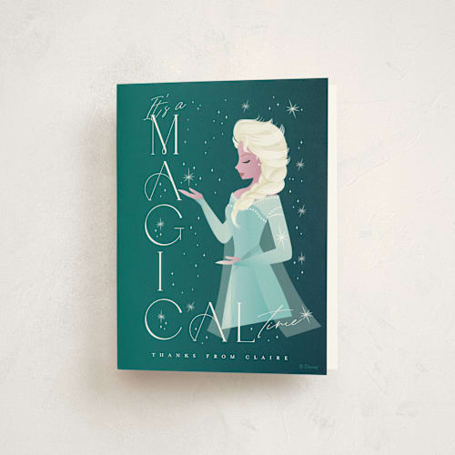 This is a ice kids thank you cards with standard by Ana de Sousa called disney's elsa it's a magical time printing on strathmore in standard
