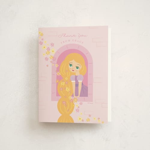 This is a strawberry kids thank you cards with standard by Angela Thompson called disney's rapunzel tower printing on strathmore in standard