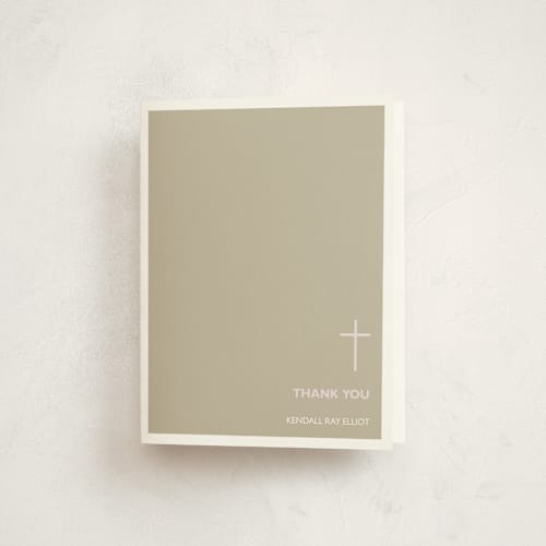 This is a leather kids thank you cards with standard by Marabou Design called bisect printing on strathmore in standard