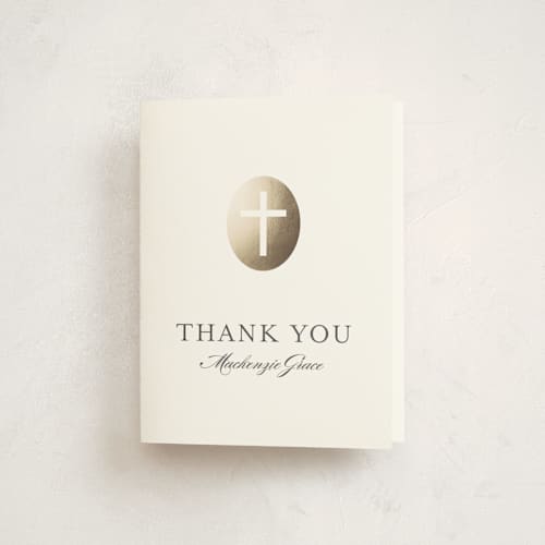 This is a cloud kids thank you cards with standard by Annie Holmquist called medallion cross printing on strathmore in standard