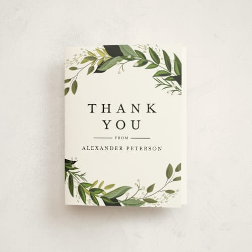 This is a fern kids thank you cards with standard by Susan Moyal called vines of green printing on strathmore in standard