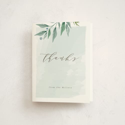 This is a sea breeze kids thank you cards with standard by Karidy Walker called soft branches printing on strathmore in standard