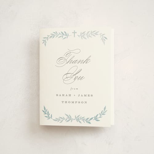 This is a mist kids thank you cards with standard by Everett Paper Goods called simple foliage printing on strathmore in standard